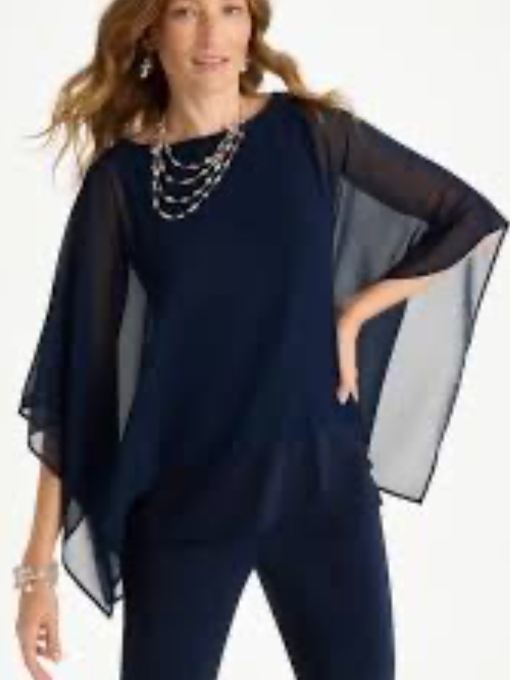 $25 sale Chico’s white semi-sheer Knit Poncho white 3 XL